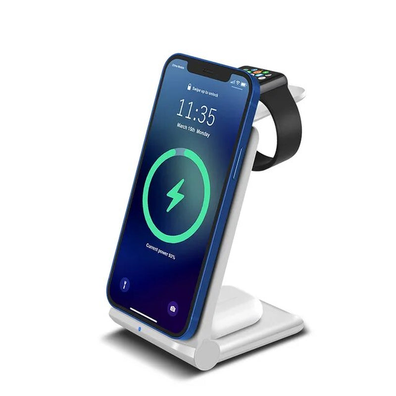 3 in 1 wireless charging station for iPhones, smart watches Samsung phones and air pods